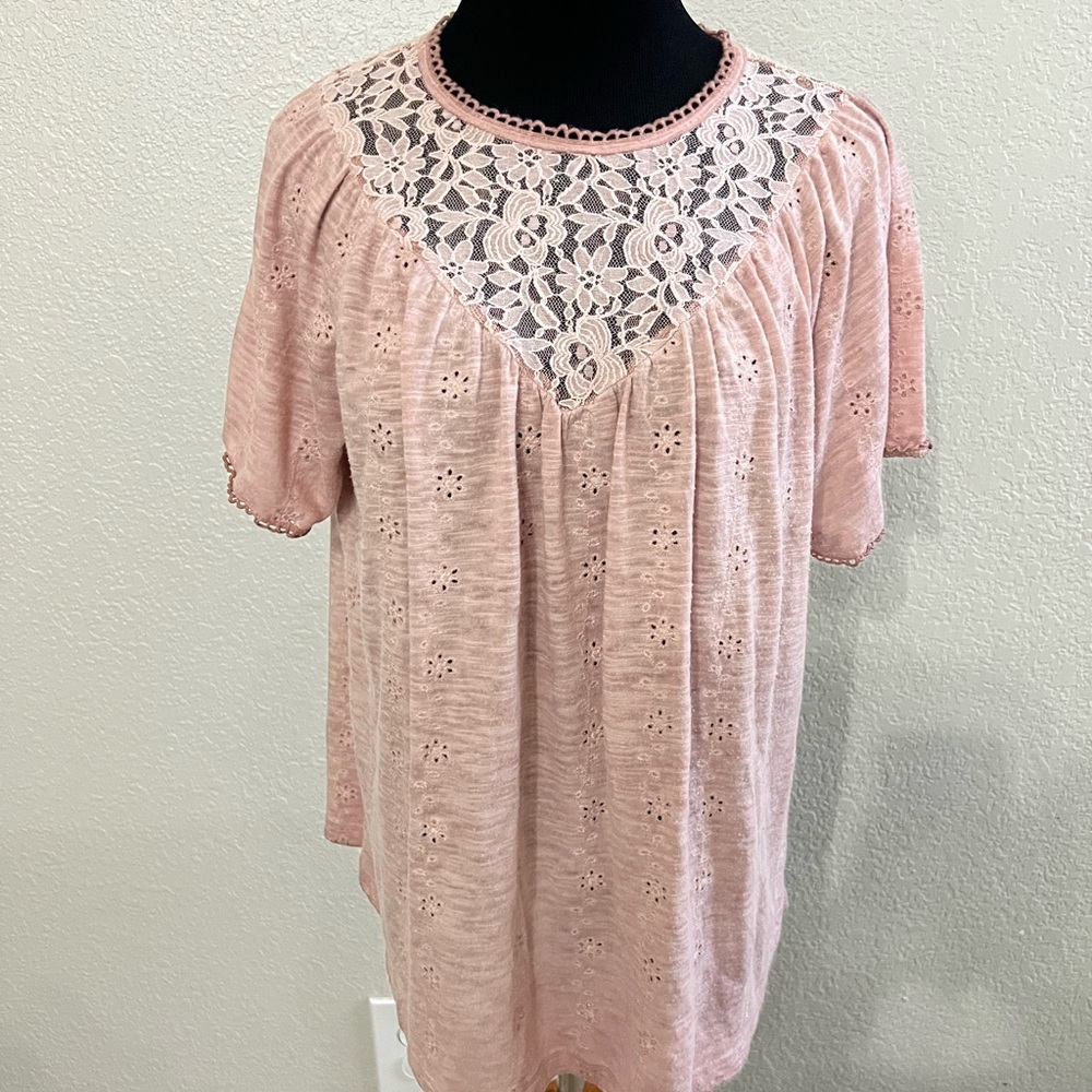 Knox Rose Pink Lace Women's Top- Size Large
